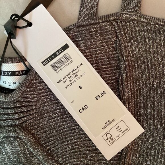 Knit Bandeau Top, DARK GREY - Picture 4 of 9